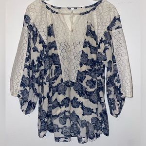 Free People Boho Floral Crochet Lace Peasant Top Women’s Size XS